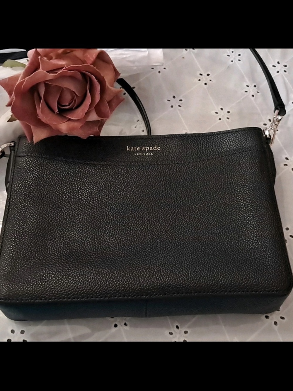 kate spade Black Pebbled Leather Crossbody Bag